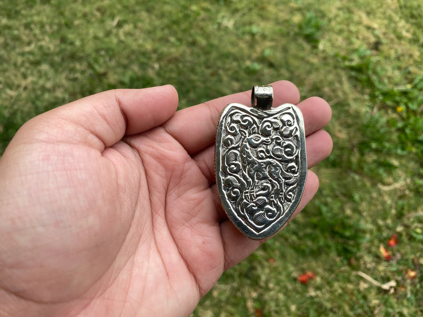 Carved Bone Bear Tibetan Silver Pendant, Wildlife Animal Lover Gift, Animal Pendant, Animal Inspired Jewelry Making, Nature Fashion, Boho