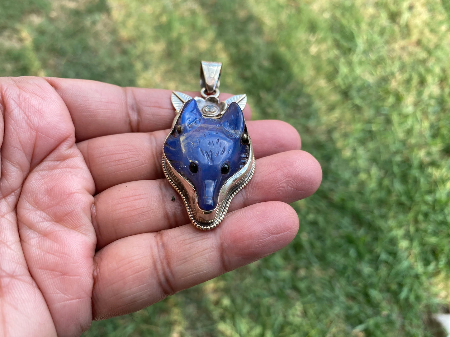 Carved Fox Opalite Tibetan Silver Pendant, Animal Jewelry, Wild Inspired, Mystical Jewelry, Gift Idea, Unique Design, Elegant Jewelry,