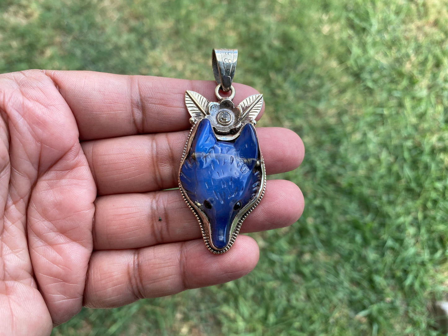 Carved Fox Opalite Tibetan Silver Pendant, Animal Jewelry, Wild Inspired, Mystical Jewelry, Gift Idea, Unique Design, Elegant Jewelry,