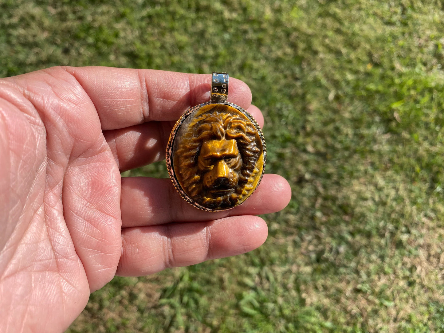 Carved Lion Tibetan Silver Pendant, Boho Style Animal Jewelry, Powerful Animal Totem Jewelry, Unique Animal Jewelry, Lion Symbolism Pendant