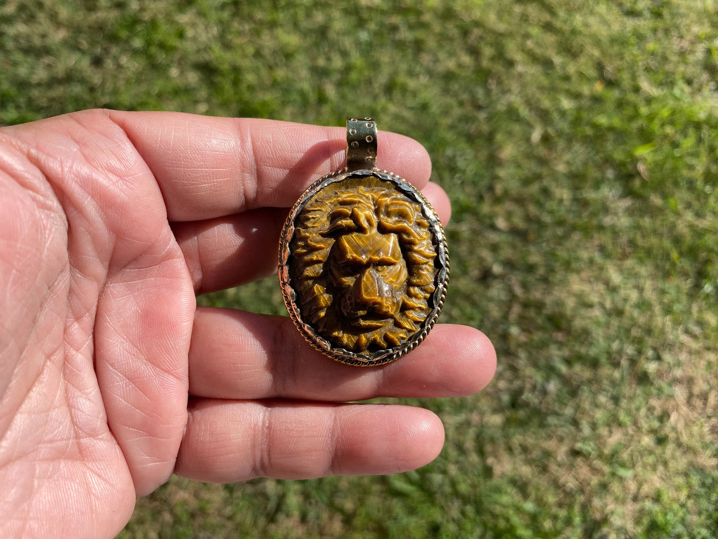 Carved Lion Tibetan Silver Pendant, Boho Style Animal Jewelry, Powerful Animal Totem Jewelry, Unique Animal Jewelry, Lion Symbolism Pendant