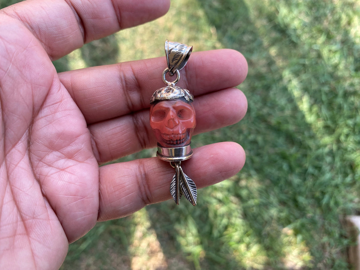 Carved Skull Crystal Tibetan Silver Pendant, Opalite Skull, Esoteric Jewelry, Symbol Of Transience, Gothic Accessory, Life And Death