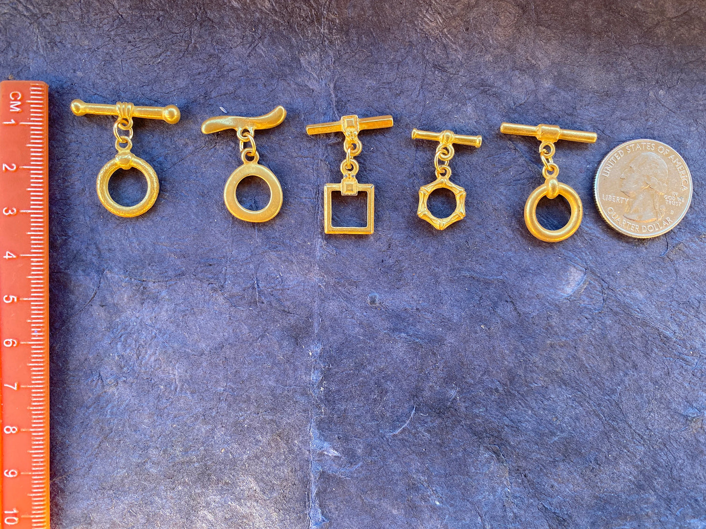 Classics Toggle, High Quality 18K Matte Gold Overlay Toggle Clasp, T Bar Fasteners for Necklace, Fancy Bracelet Closures, Designer's Toggles
