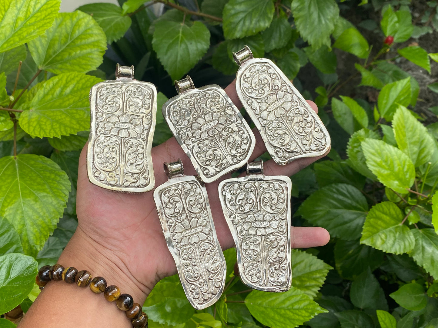 Collectible Artisanal Pendant with Lapis, Coral & Hammered Silver - Unisex Floral Design, Unique Pendant, Handmade design, Statement piece.