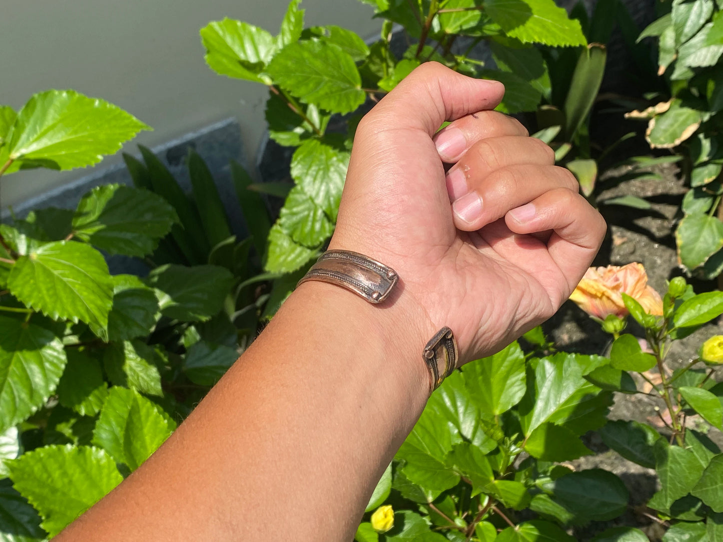 Copper Bracelet engraved with Tibetan Healing Mantra, Daily wear Bracelet, Hammered Bracelet, Copper Bracelet, Bracelet for gift.