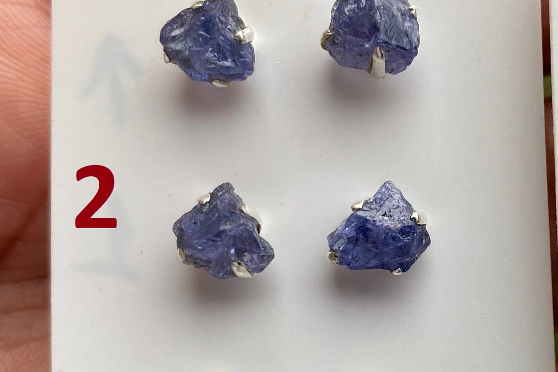 Raw Lapis Lazuli Stud Sterling Silver Earrings, Crystal Stud Earrings, September Birthstone, Gemstone Studs, Free Form Lapis Lazuli Earrings