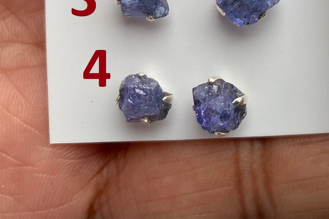 Raw Lapis Lazuli Stud Sterling Silver Earrings, Crystal Stud Earrings, September Birthstone, Gemstone Studs, Free Form Lapis Lazuli Earrings