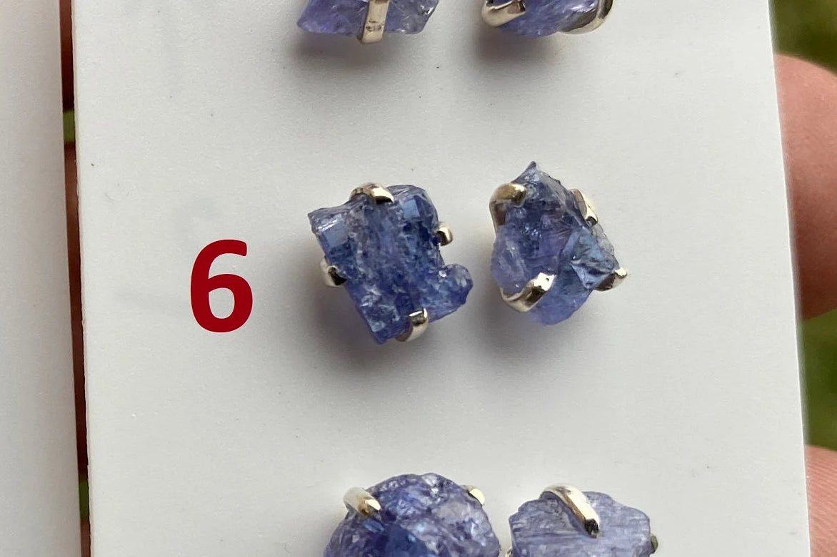 Raw Lapis Lazuli Stud Sterling Silver Earrings, Crystal Stud Earrings, September Birthstone, Gemstone Studs, Free Form Lapis Lazuli Earrings