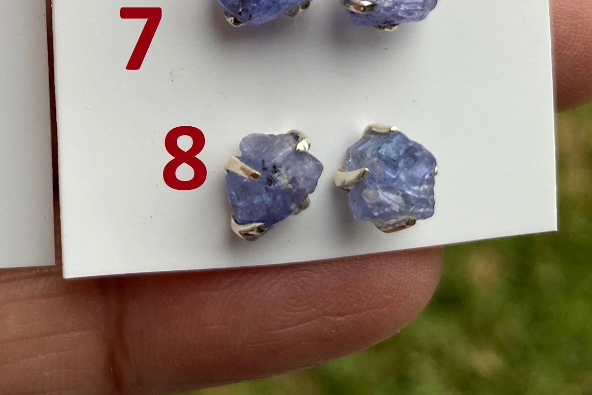 Raw Lapis Lazuli Stud Sterling Silver Earrings, Crystal Stud Earrings, September Birthstone, Gemstone Studs, Free Form Lapis Lazuli Earrings