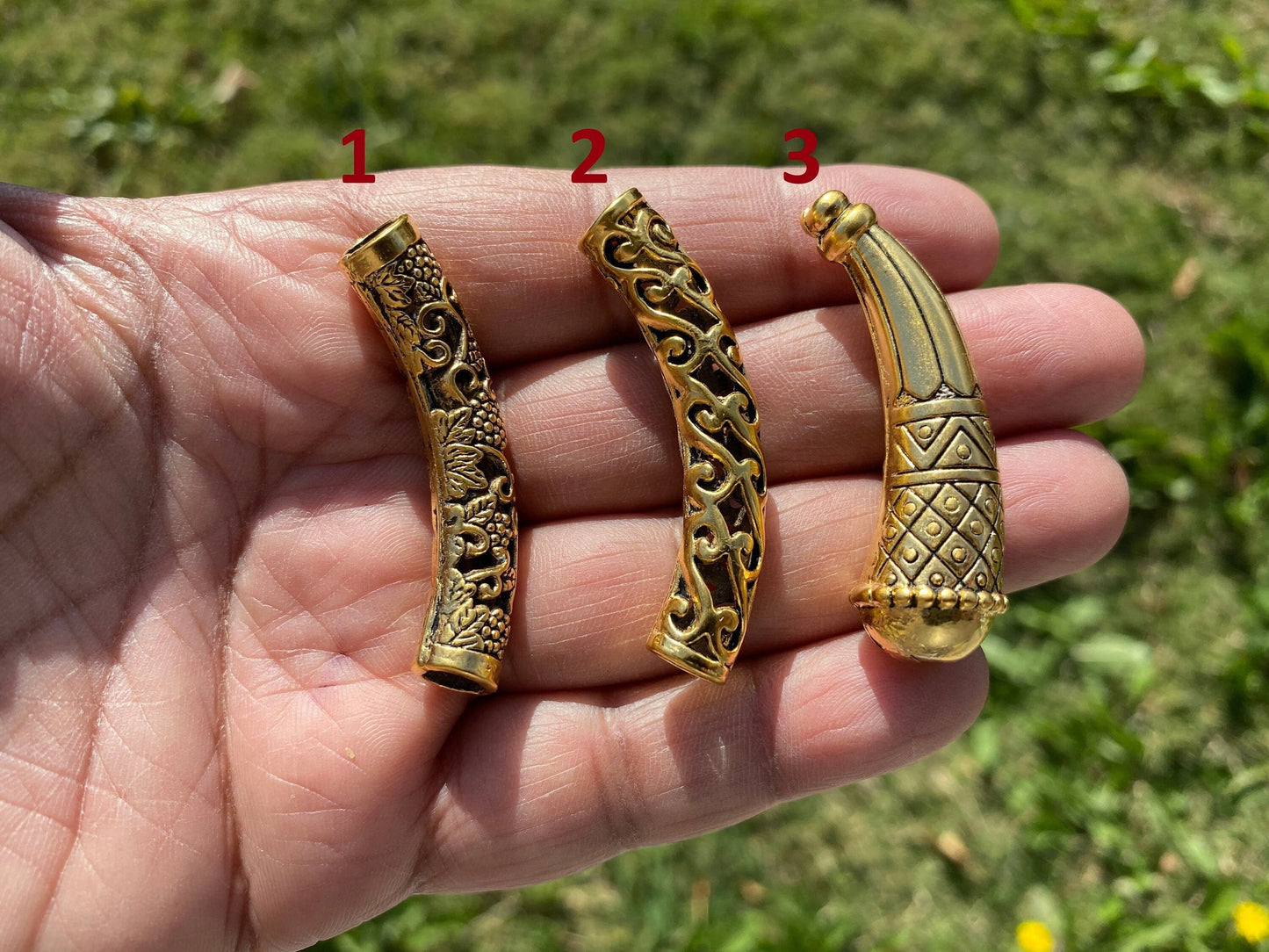 Curved Tube Brushed Gold Spacer, 18k Non Tarnish Brushed Gold Overlay, Bracelet Bar Gold Curved Tube Spacer Beads, for Necklace, Bar Beads