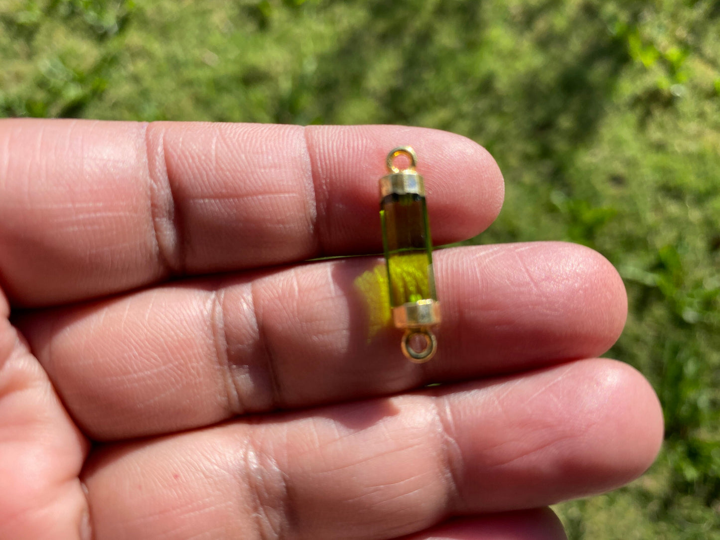 26X7 mm, Cylindrical Bar Double Bail Hydro Quartz Gemstone Connector, Faceted Gemstone, Gold Electroplated, Jewelry Making Supplies, Barrel