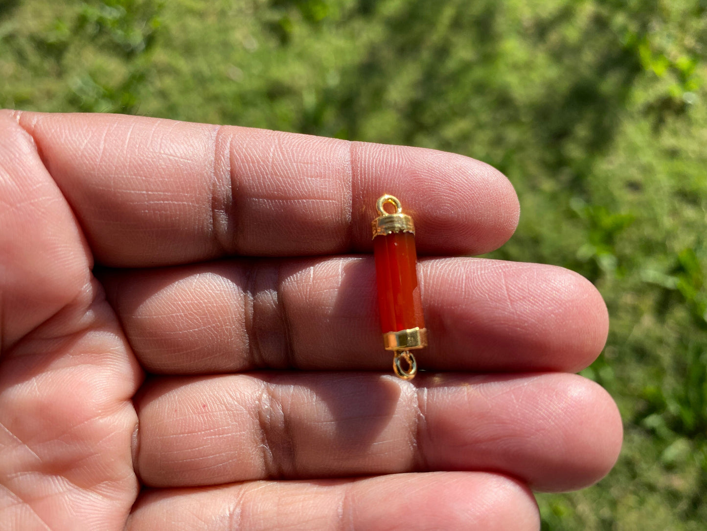 26X7 mm, Cylindrical Bar Double Bail Hydro Quartz Gemstone Connector, Faceted Gemstone, Gold Electroplated, Jewelry Making Supplies, Barrel