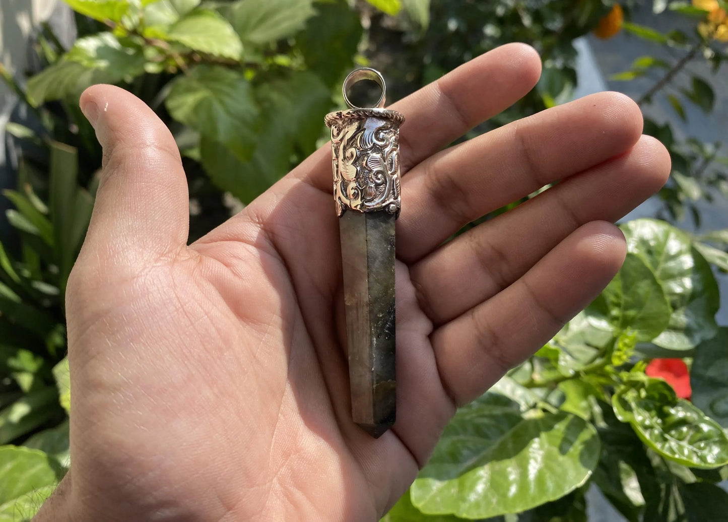 Daily Elegance: Unique Labradorite Tibetan Silver Pendant, Handmade in Nepal, Pendant for Necklace, Artisan Healing Jewelry, Gift ideas