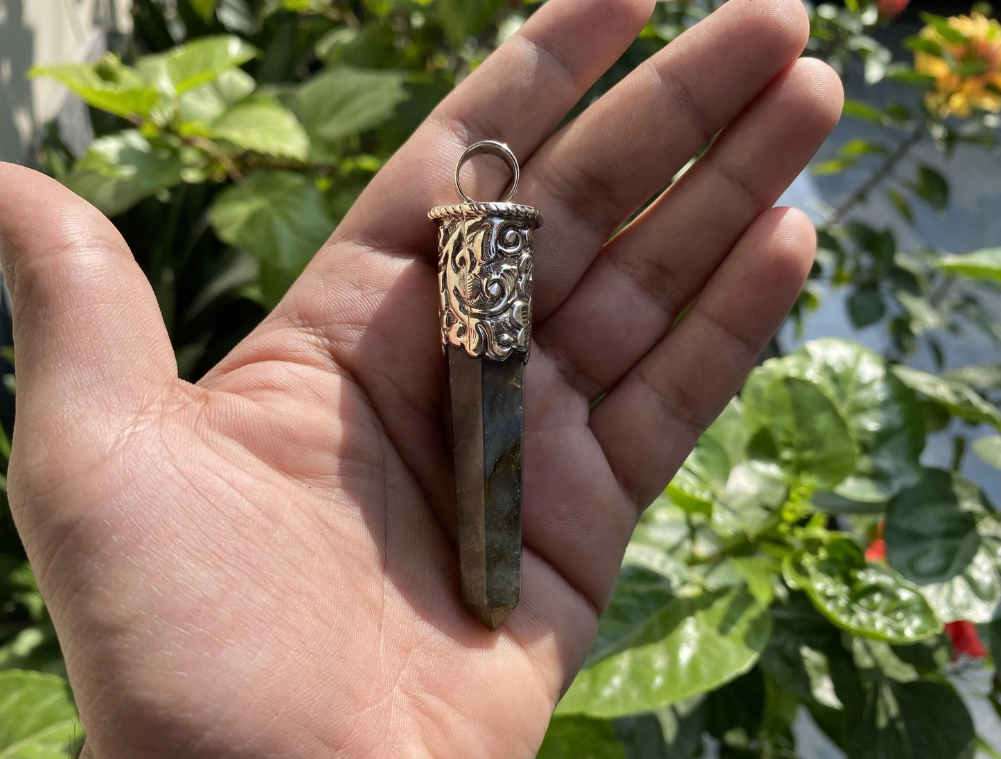 Daily Elegance: Unique Labradorite Tibetan Silver Pendant, Handmade in Nepal, Pendant for Necklace, Artisan Healing Jewelry, Gift ideas