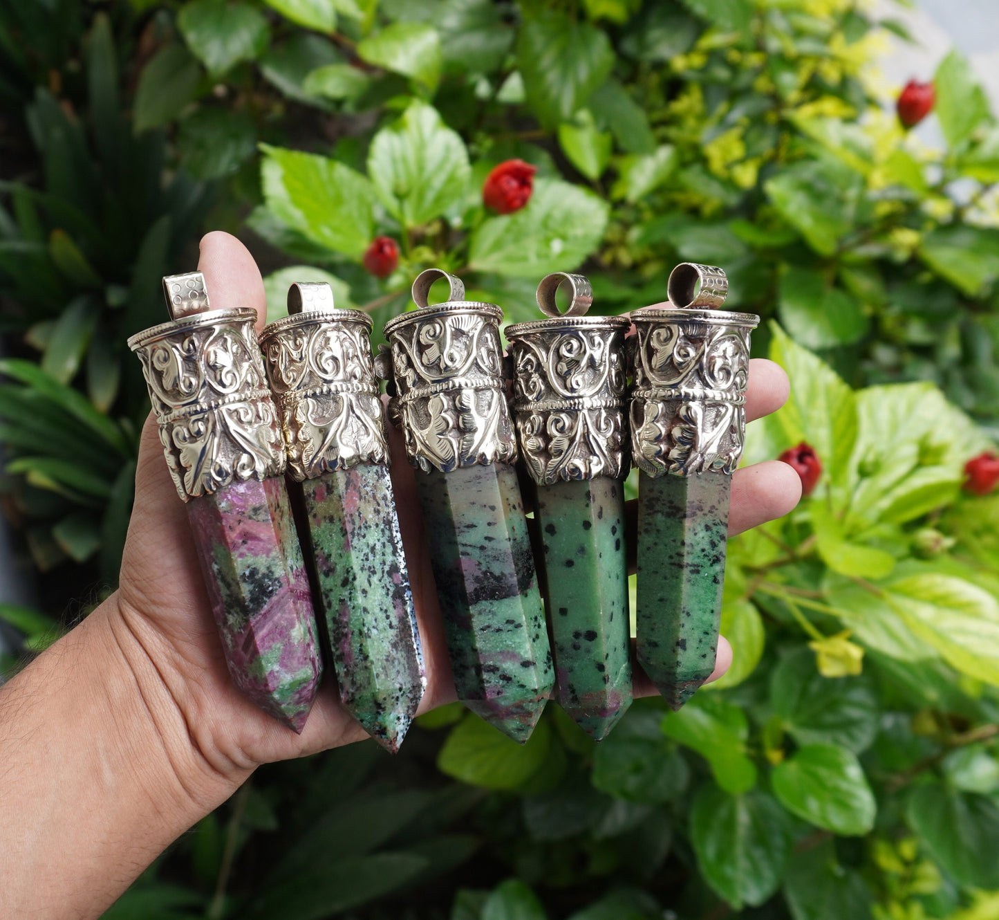 Daily Wear African Ruby Zoisite Pendant: Handcrafted and Durable, Natural Gemstone Pendant, Aesthetic Pointed pendant, Perfect gift ideas.
