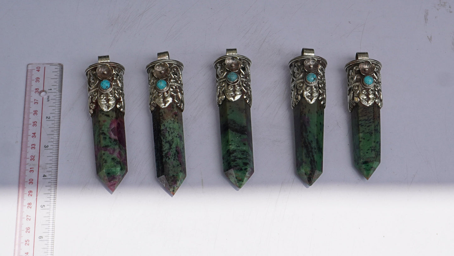 Daily Wear African Ruby Zoisite Pendant: Handcrafted and Durable, Natural Gemstone Pendant, Aesthetic Pointed pendant, Perfect gift ideas.