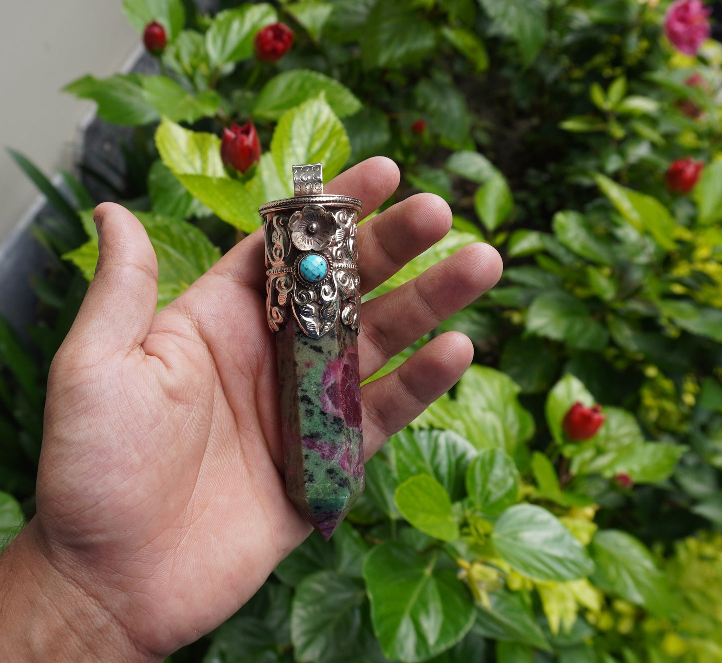 Daily Wear African Ruby Zoisite Pendant: Handcrafted and Durable, Natural Gemstone Pendant, Aesthetic Pointed pendant, Perfect gift ideas.