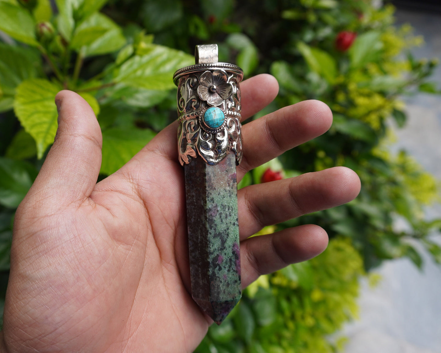 Daily Wear African Ruby Zoisite Pendant: Handcrafted and Durable, Natural Gemstone Pendant, Aesthetic Pointed pendant, Perfect gift ideas.