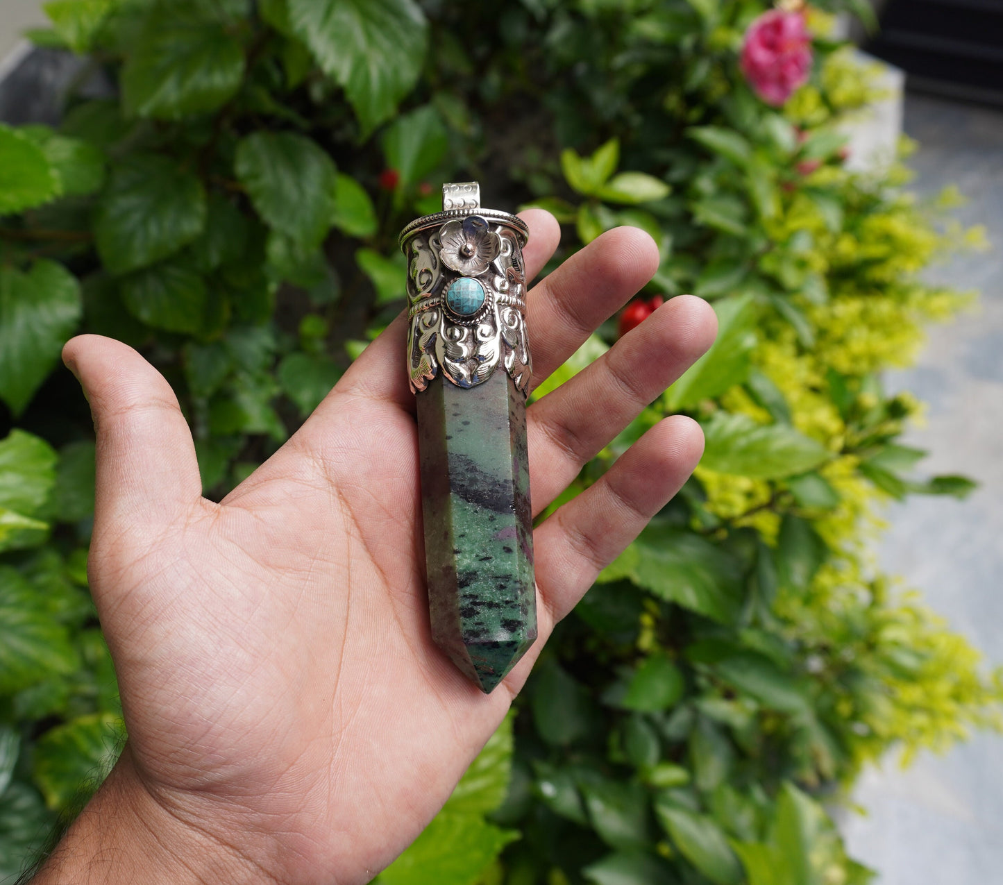 Daily Wear African Ruby Zoisite Pendant: Handcrafted and Durable, Natural Gemstone Pendant, Aesthetic Pointed pendant, Perfect gift ideas.