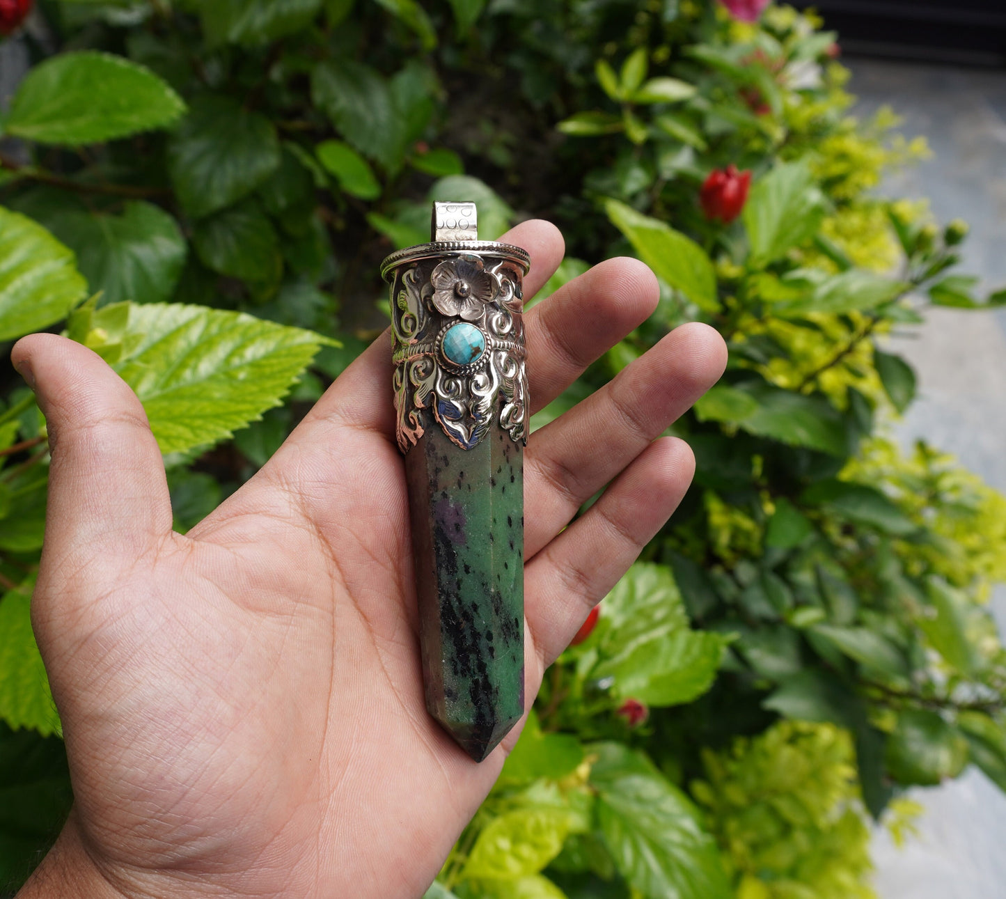 Daily Wear African Ruby Zoisite Pendant: Handcrafted and Durable, Natural Gemstone Pendant, Aesthetic Pointed pendant, Perfect gift ideas.