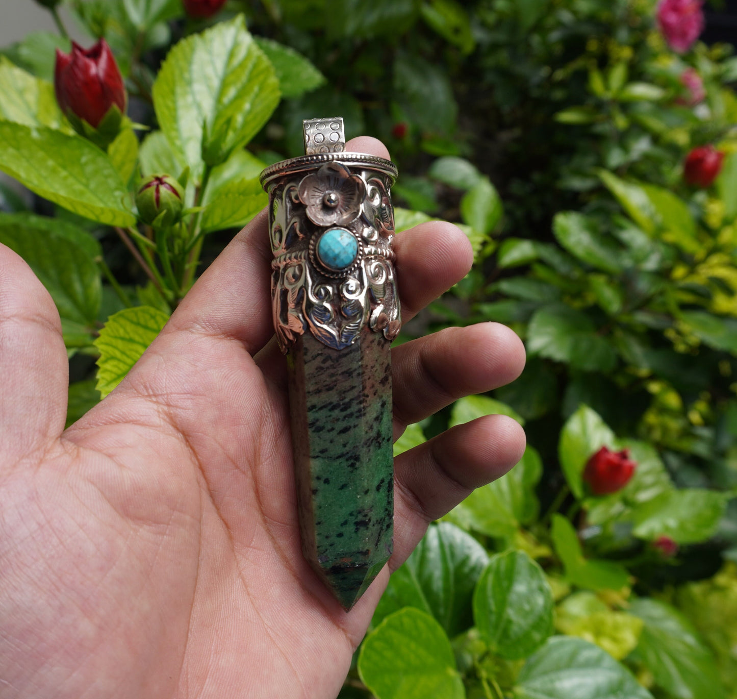 Daily Wear African Ruby Zoisite Pendant: Handcrafted and Durable, Natural Gemstone Pendant, Aesthetic Pointed pendant, Perfect gift ideas.