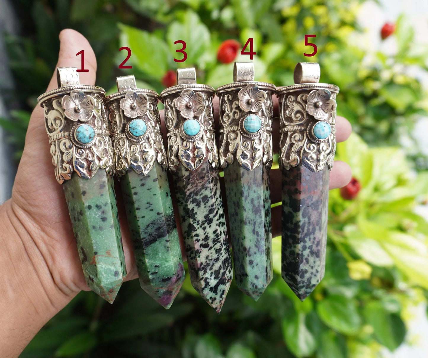 Daily Wear African Ruby Zoisite Pendant: Handcrafted and Durable, Unique Natural Gemstone Pendant, Big pointed Pendant, Handmade hippie vibe