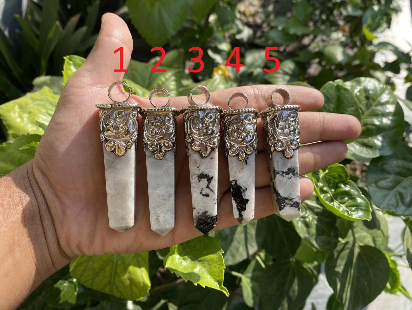 Daily Wear Natural Moonstone Pendant in Tibetan Silver | Handcrafted Pointed Pendant, Unisex Bohemian Jewelry, Pendant for Necklace