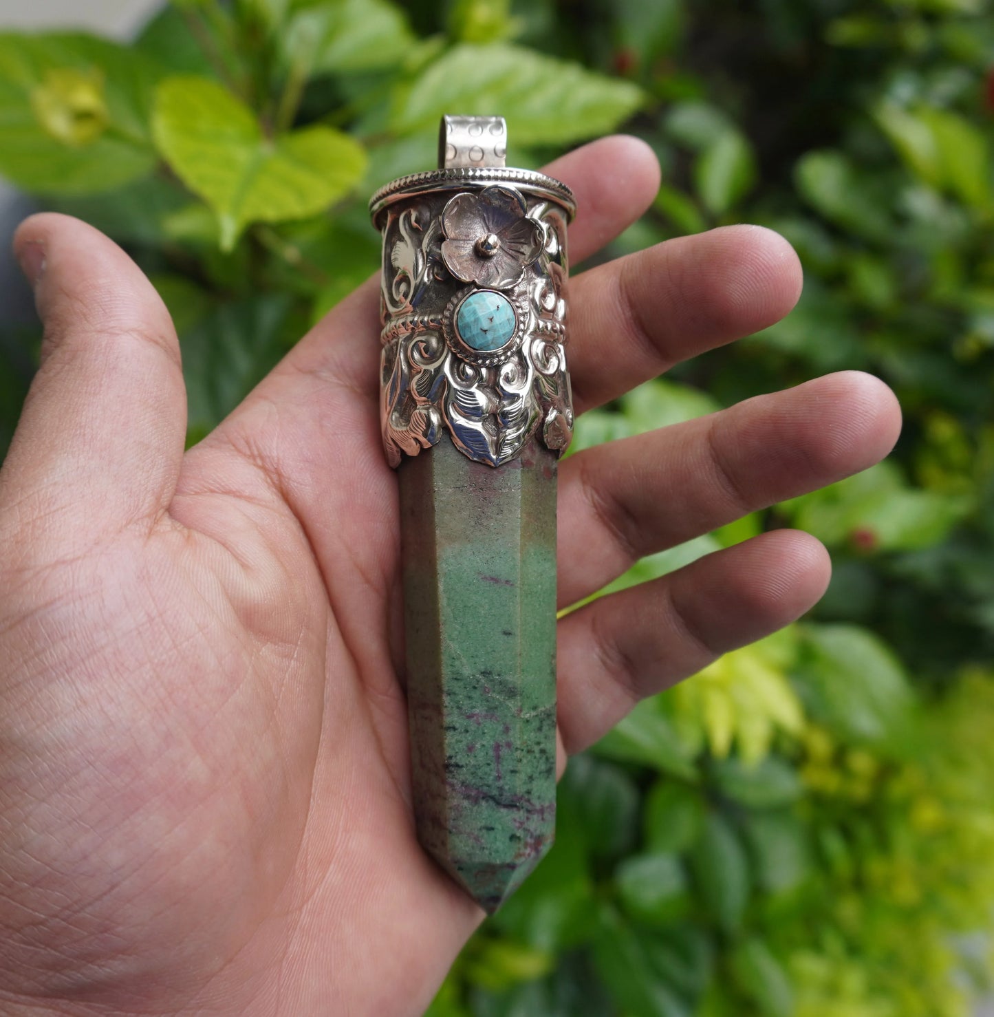 Daily wear Aesthetic African Ruby Zoisite Stone Pendant, Natural Pointed Pendant, Handcrafted Natural Gemstone Pendant, Made in Nepal.