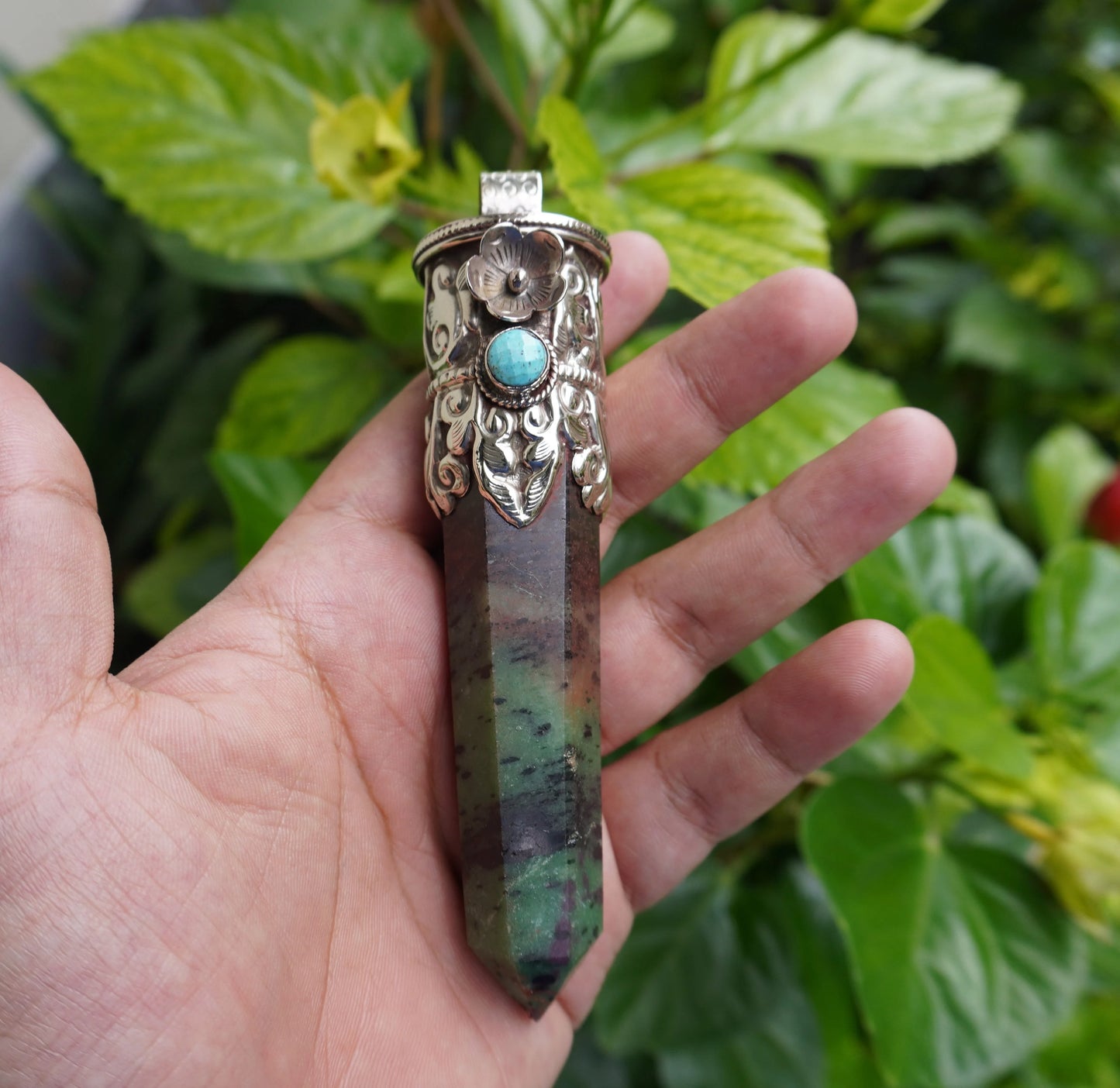 Daily wear Aesthetic African Ruby Zoisite Stone Pendant, Natural Pointed Pendant, Handcrafted Natural Gemstone Pendant, Made in Nepal.
