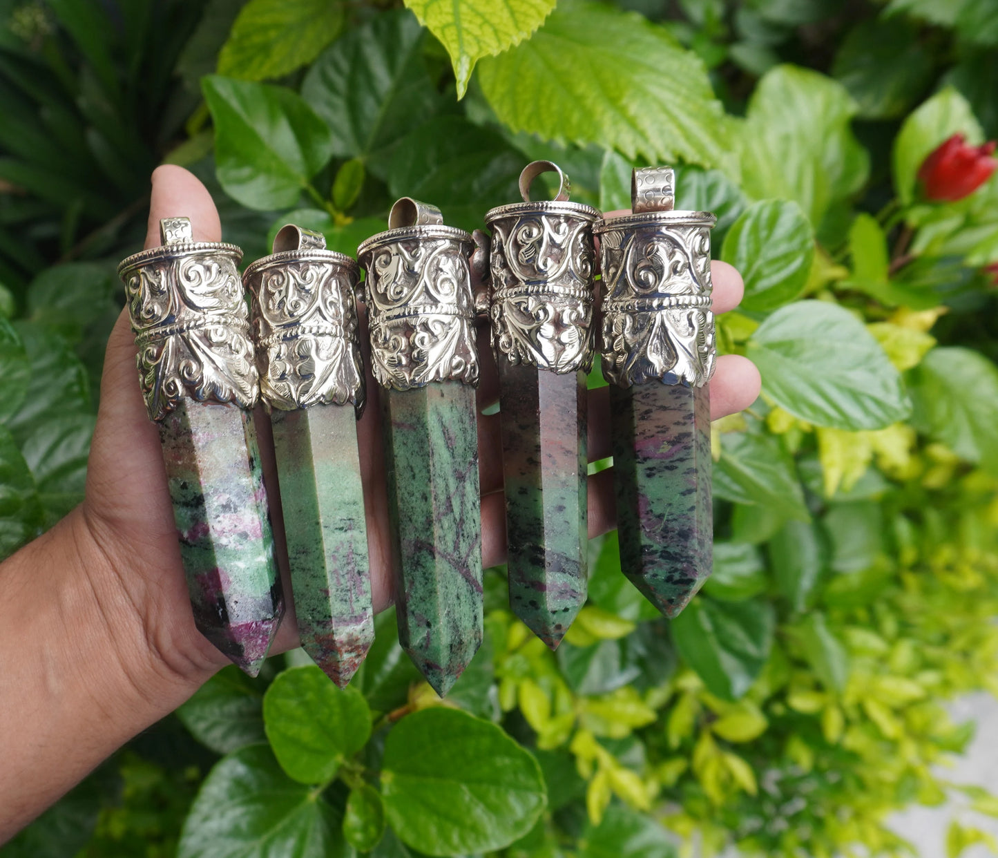 Daily wear Aesthetic African Ruby Zoisite Stone Pendant, Natural Pointed Pendant, Handcrafted Natural Gemstone Pendant, Made in Nepal.