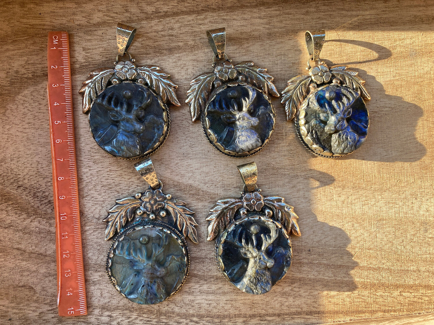 Hand Carved Deer Labradorite Tibetan Silver Pendant, Deer Pendant, Labradorite Deer, Blue Labradorite, Wildlife Jewelry, Animal Pendant