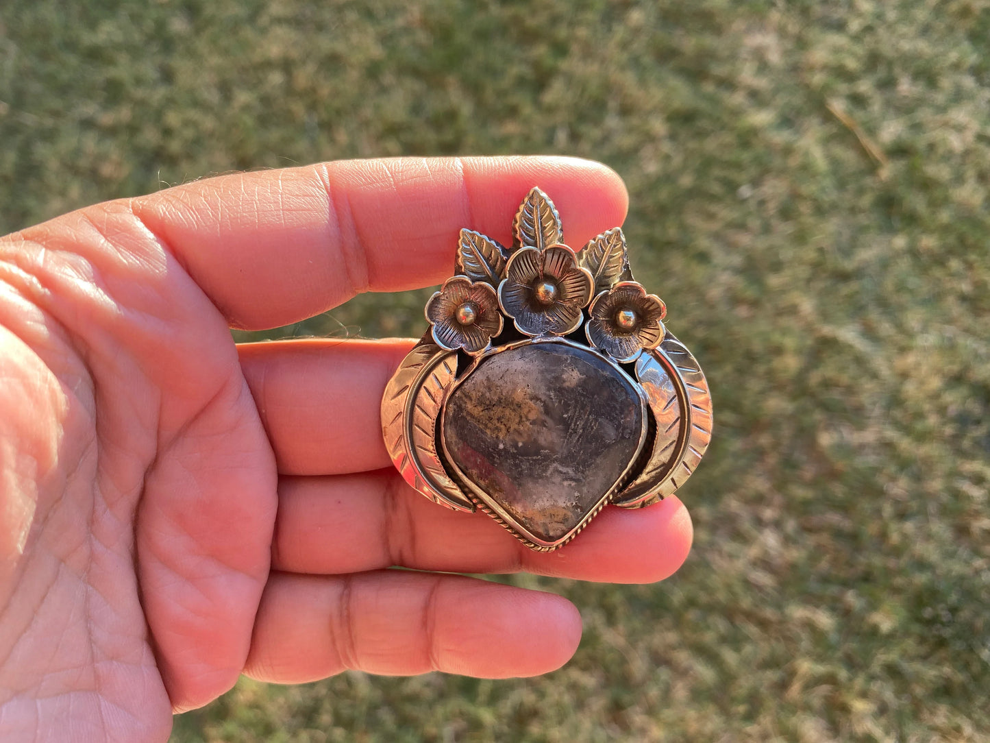 Dendritic Jasper Tibetan Silver Pendant, Rare and Unusual Jewelry, Striking and Exotic Natural Stone Pendant, Stylishly Simple Modern