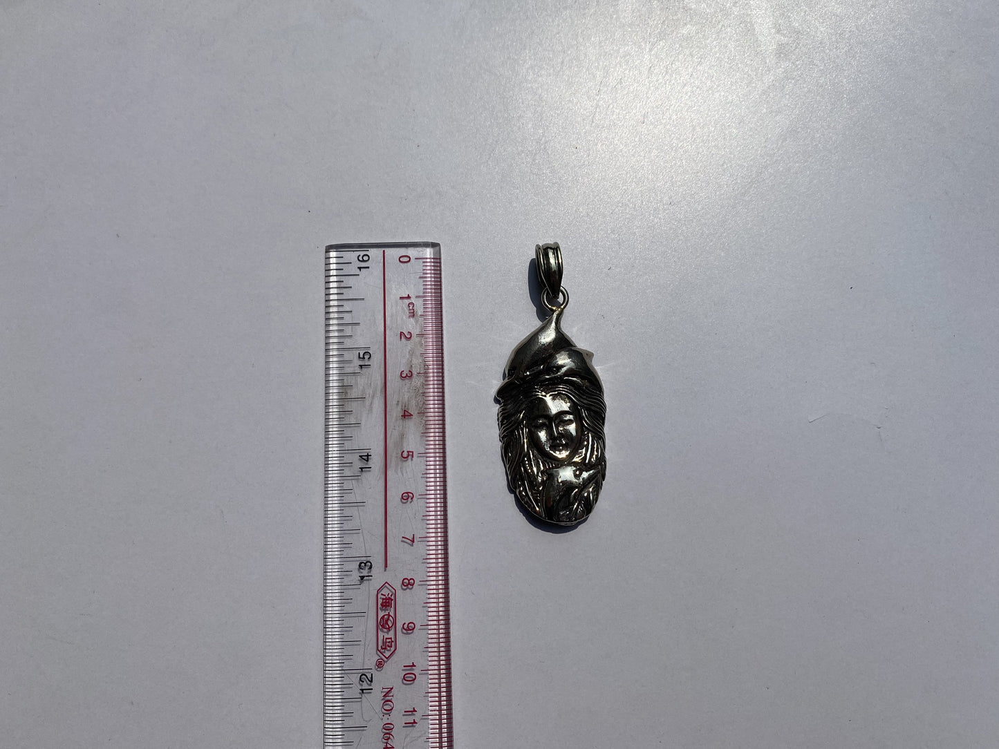 Dolphin-Encircled Girl's Face Silver Pendant,Unique Girl and Dolphin Silver Fashion Pendant