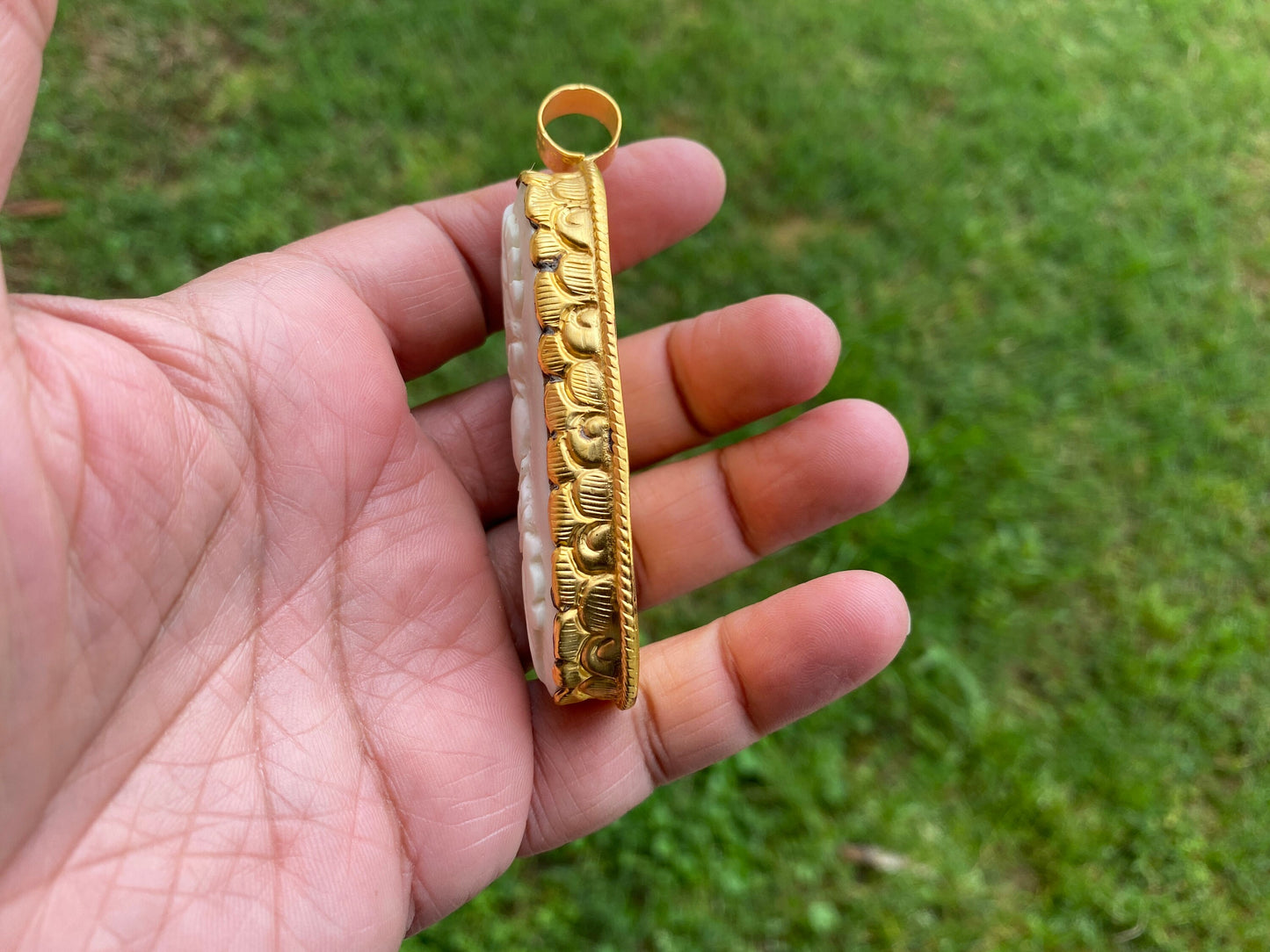 Dorje High Quality 18k Matte Gold Overlay Non Tarnish Buffalo Bone Amulet Pendant, Men or Women Jewelry, Protector Amulet, Buddhist Jewelry