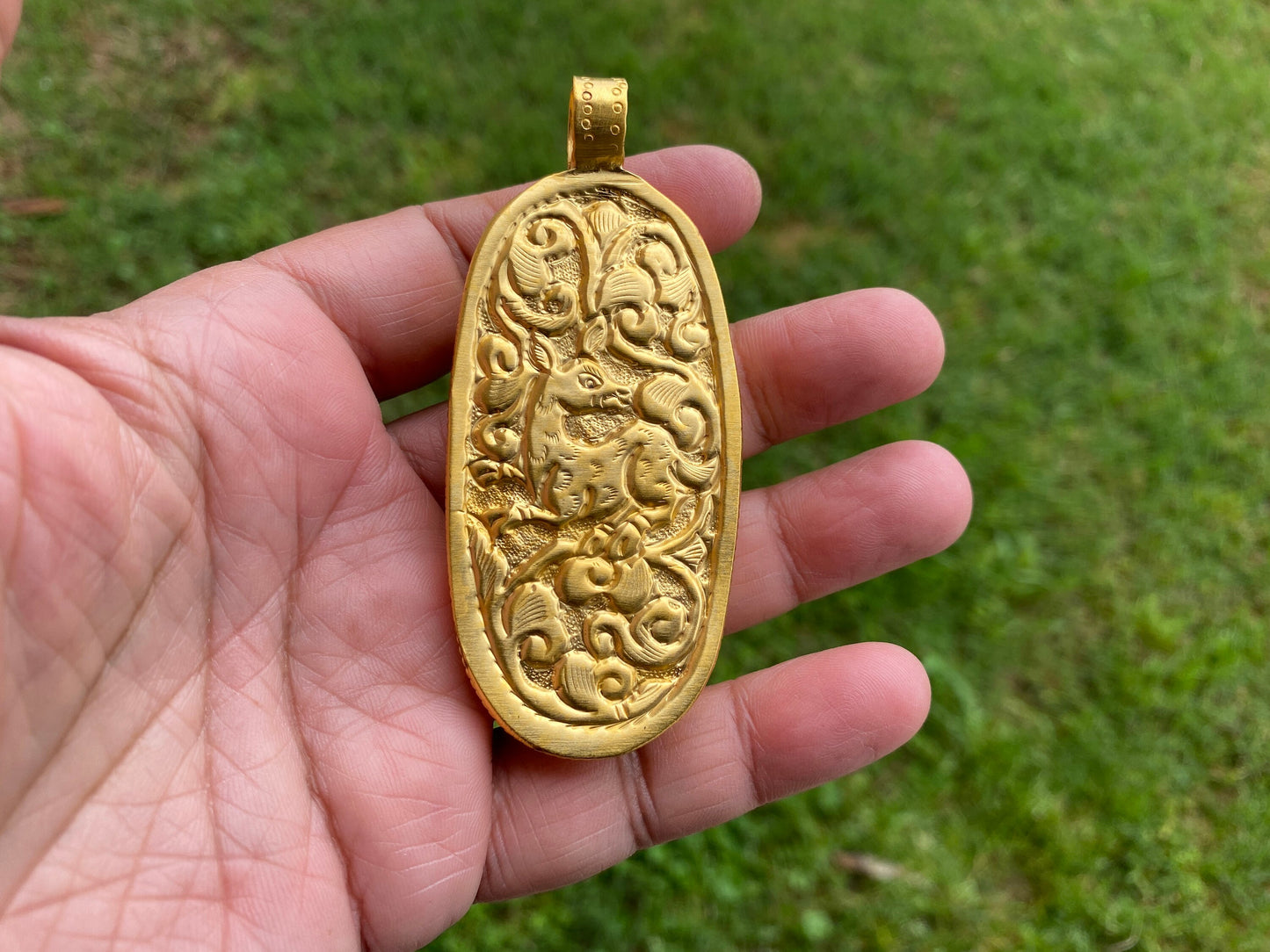 Dorje High Quality 18k Matte Gold Overlay Non Tarnish Buffalo Bone Amulet Pendant, Men or Women Jewelry, Protector Amulet, Buddhist Jewelry