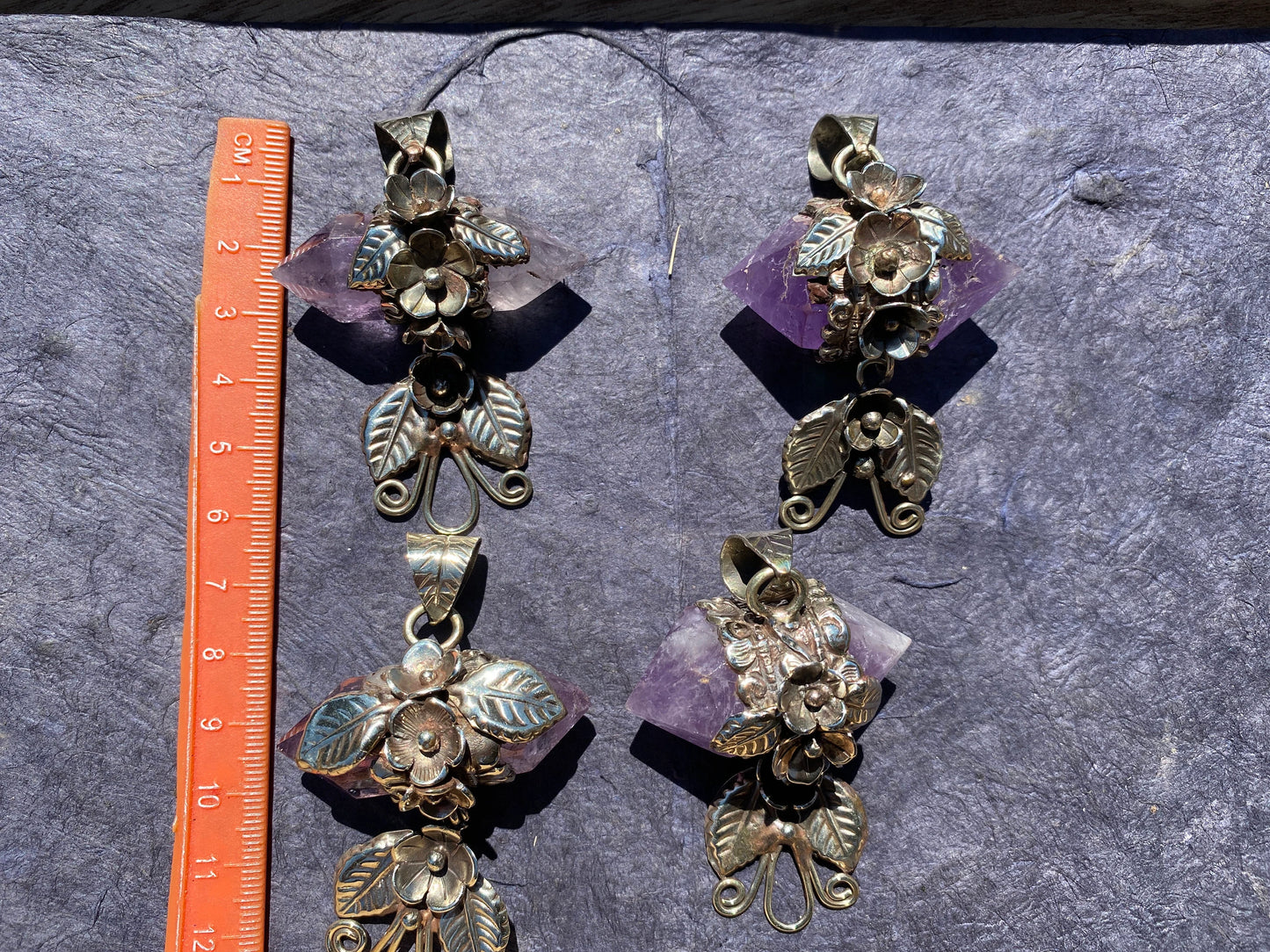Double Pointed Amethyst Crystal Tibetan Silver Pendant, Amethyst Crystal Pointed Jewelry, Amethyst Double Terminated Point, Natural Crystal