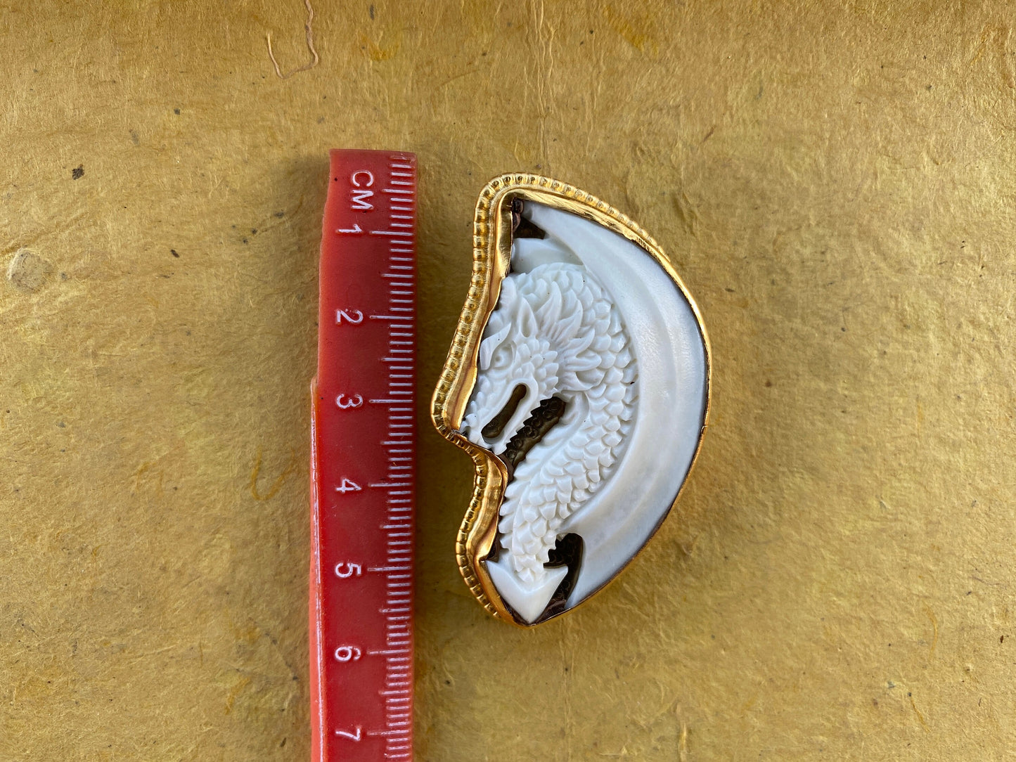 Dragon Carved Buffalo Bone High Quality 18k Brushed Gold Overlay Non Tarnish Pendant, Tibetan Jewelry for Protection, Unisex Pendant, Unique