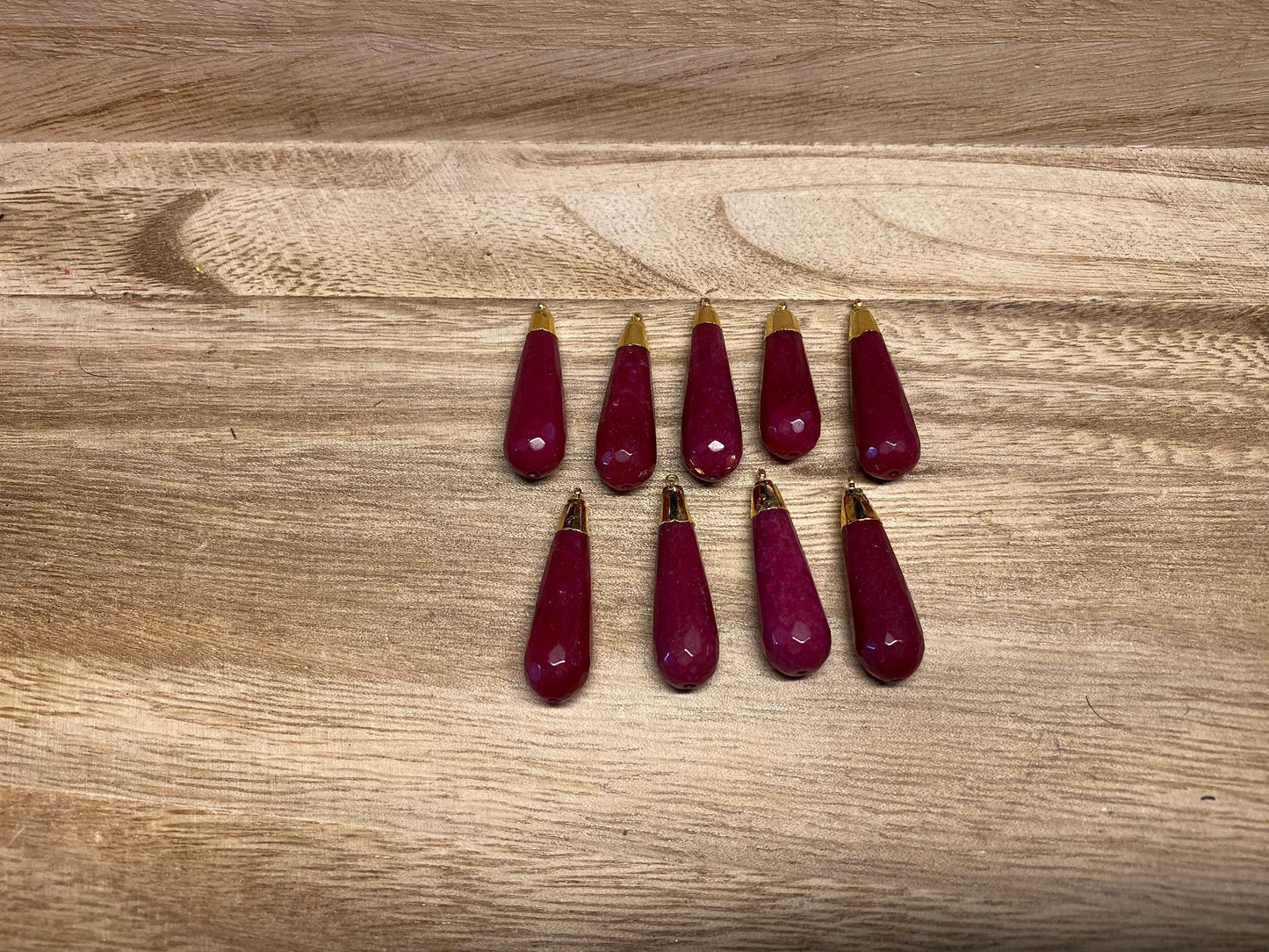 Dyed Faceted Ruby Drop Bead, Gold Electroplated, Small Pendant Beads for Necklace /Earring/Charm, Pendant for Chain, Jewelry Making Supplies