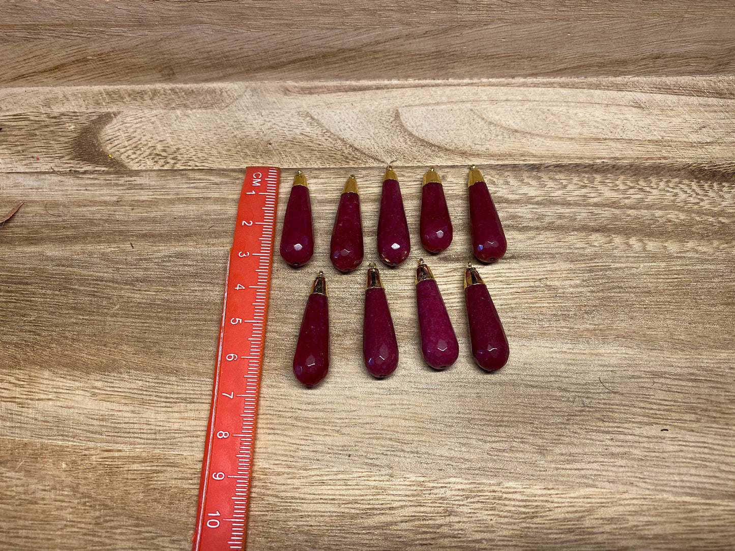 Dyed Faceted Ruby Drop Bead, Gold Electroplated, Small Pendant Beads for Necklace /Earring/Charm, Pendant for Chain, Jewelry Making Supplies