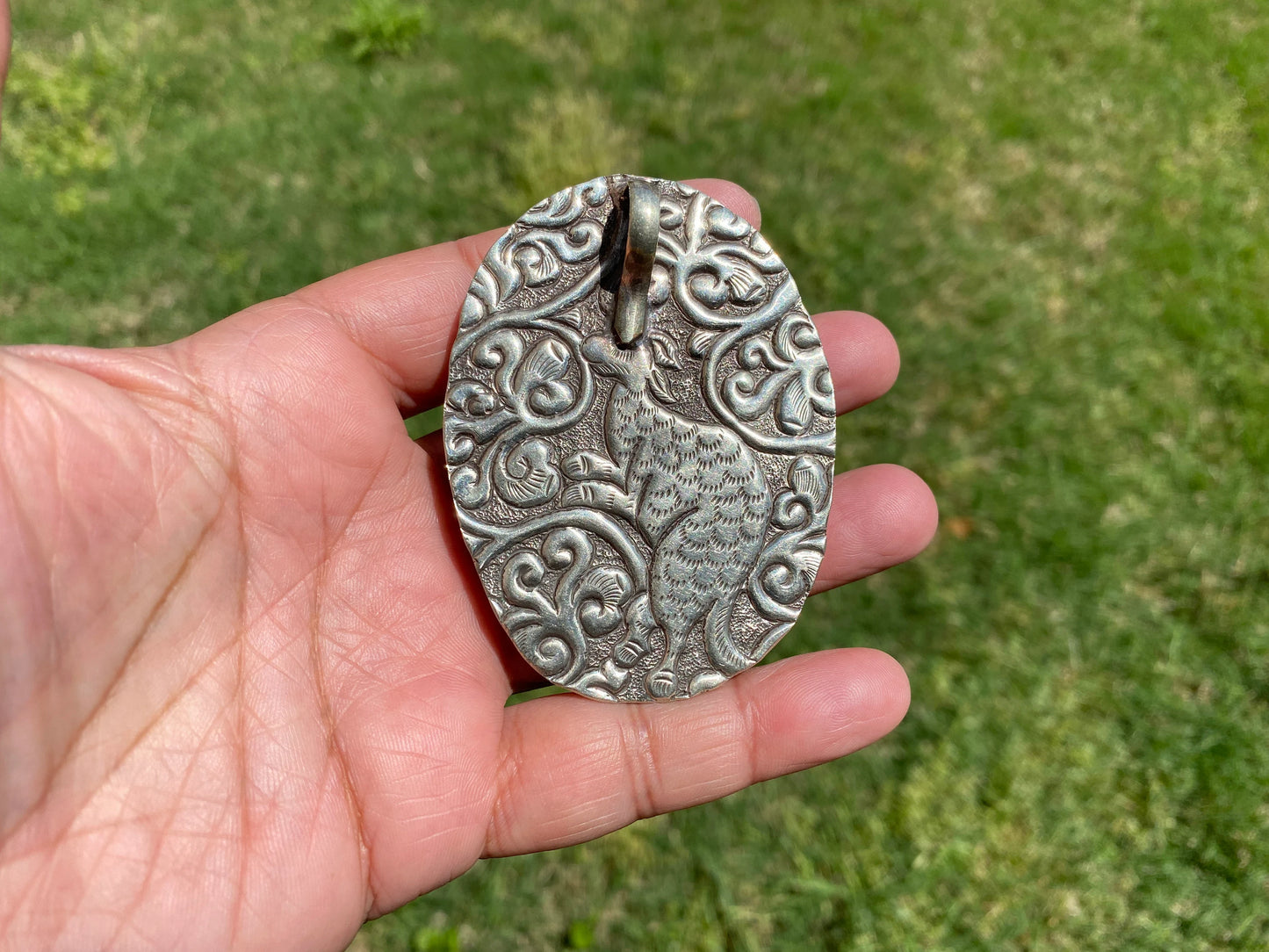Eagle with Fox Hand carved Buffalo Bone Tibetan Silver Pendant, Native American Style, Jewelry for Men or Women, Animal Lover Pendant