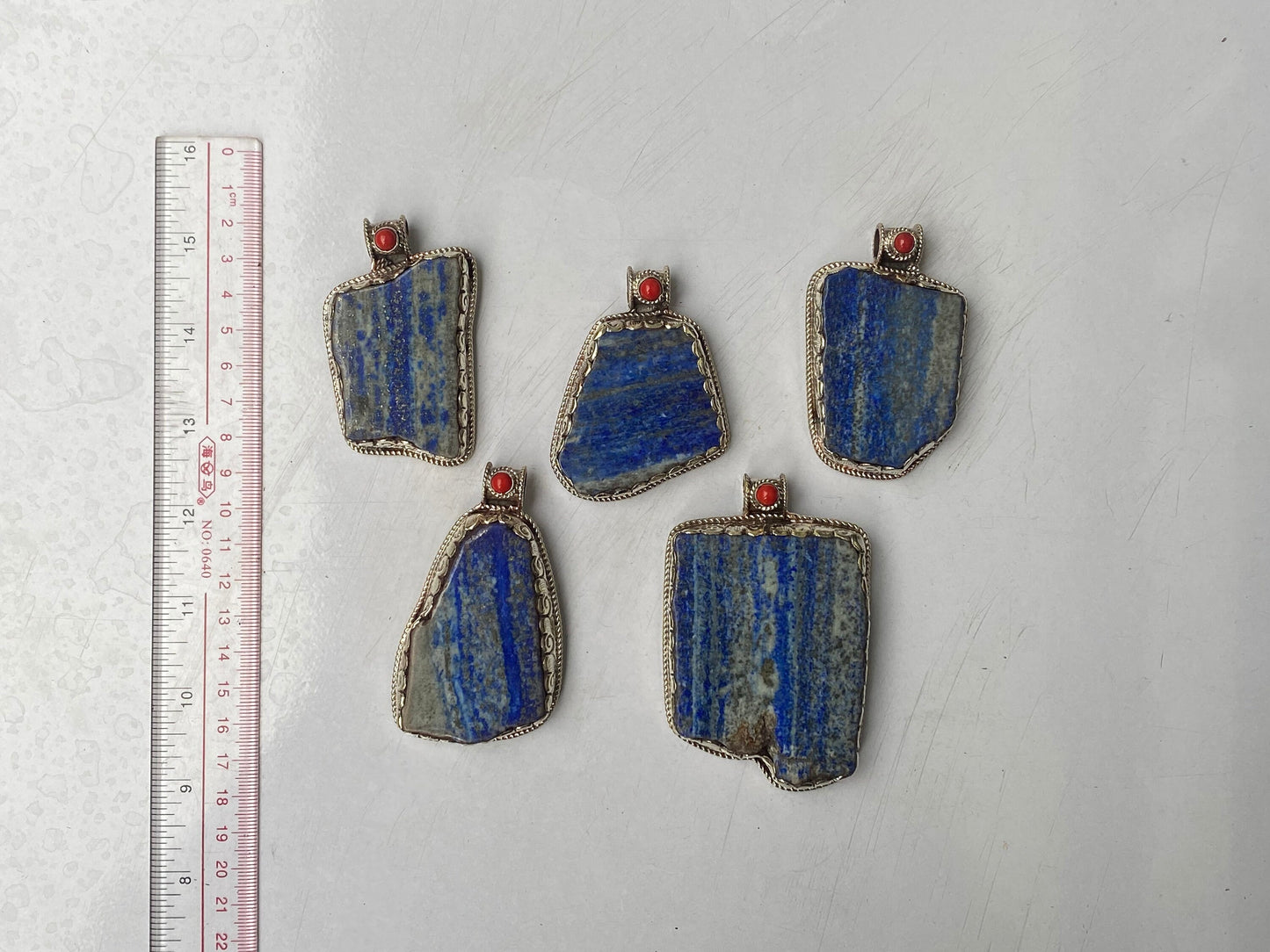 Earthy Style Raw Lapis Pendant adorned with Red coral and Tibetan Silver, Unique pendant for Daily wear, Handmade Floral Design, Positivity.