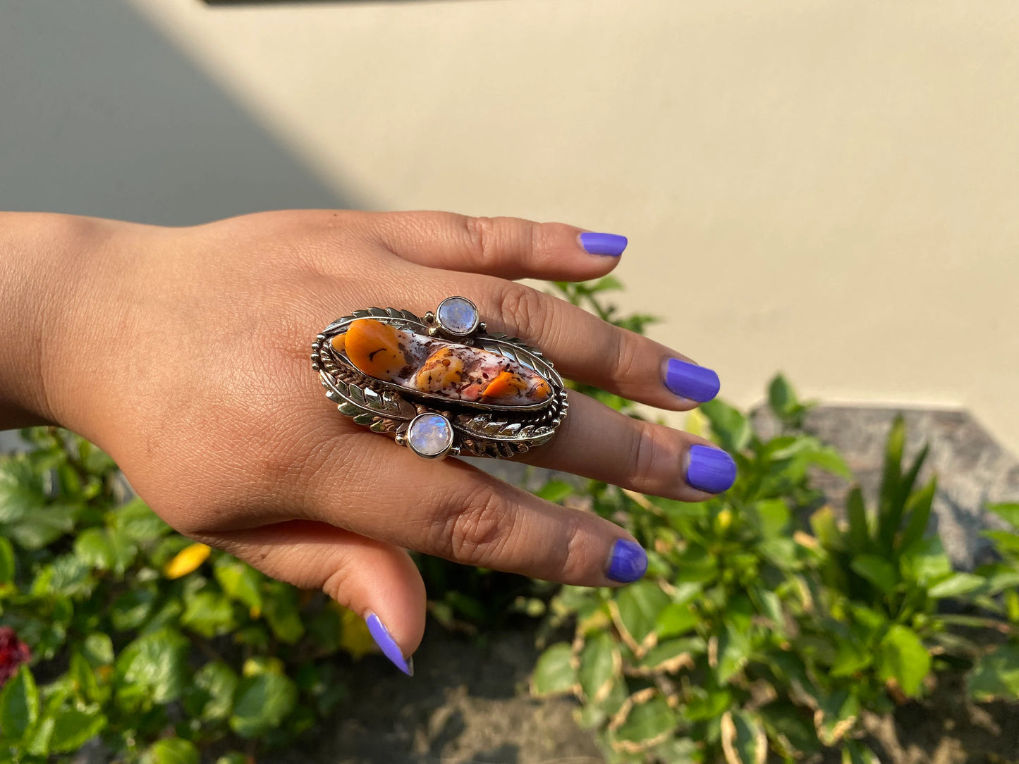 Earthy Tibetan Silver Ring, Spiny Oyster Boho Gift Ring, Tibetan Silver Ring, Antique Ring, Unisex Ring.