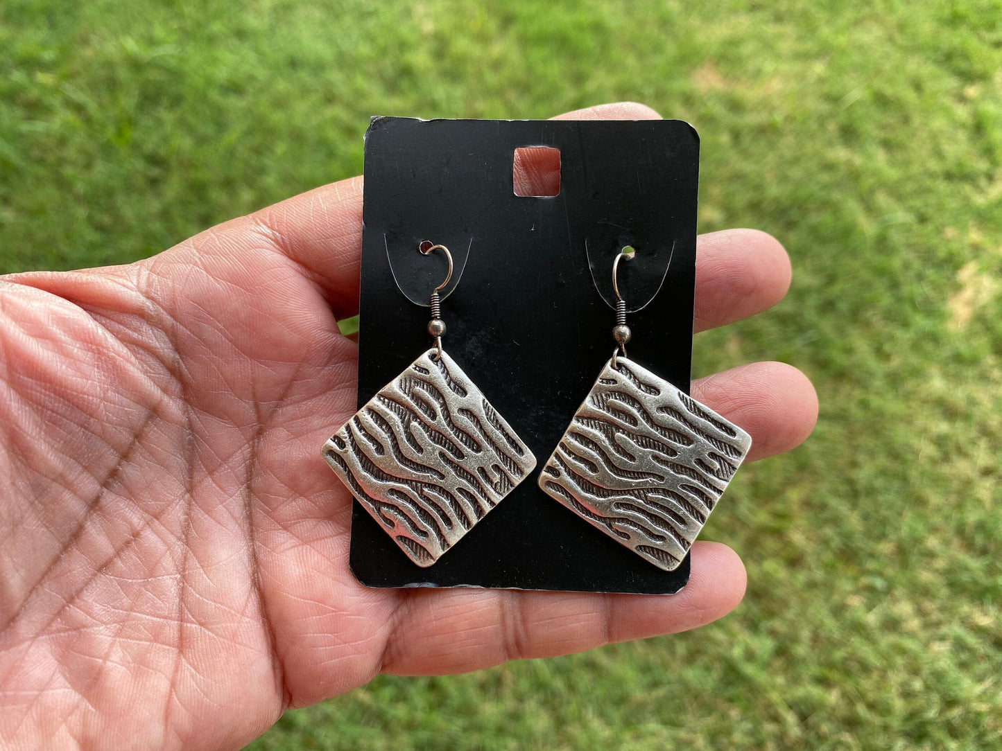 Egyptian Design Earrings, Matte Silver Plated Dangle Earrings, Ancient Gypsy Earring, Tribal Ethnic Earrings, Bridesmaid, Bridal Earrings