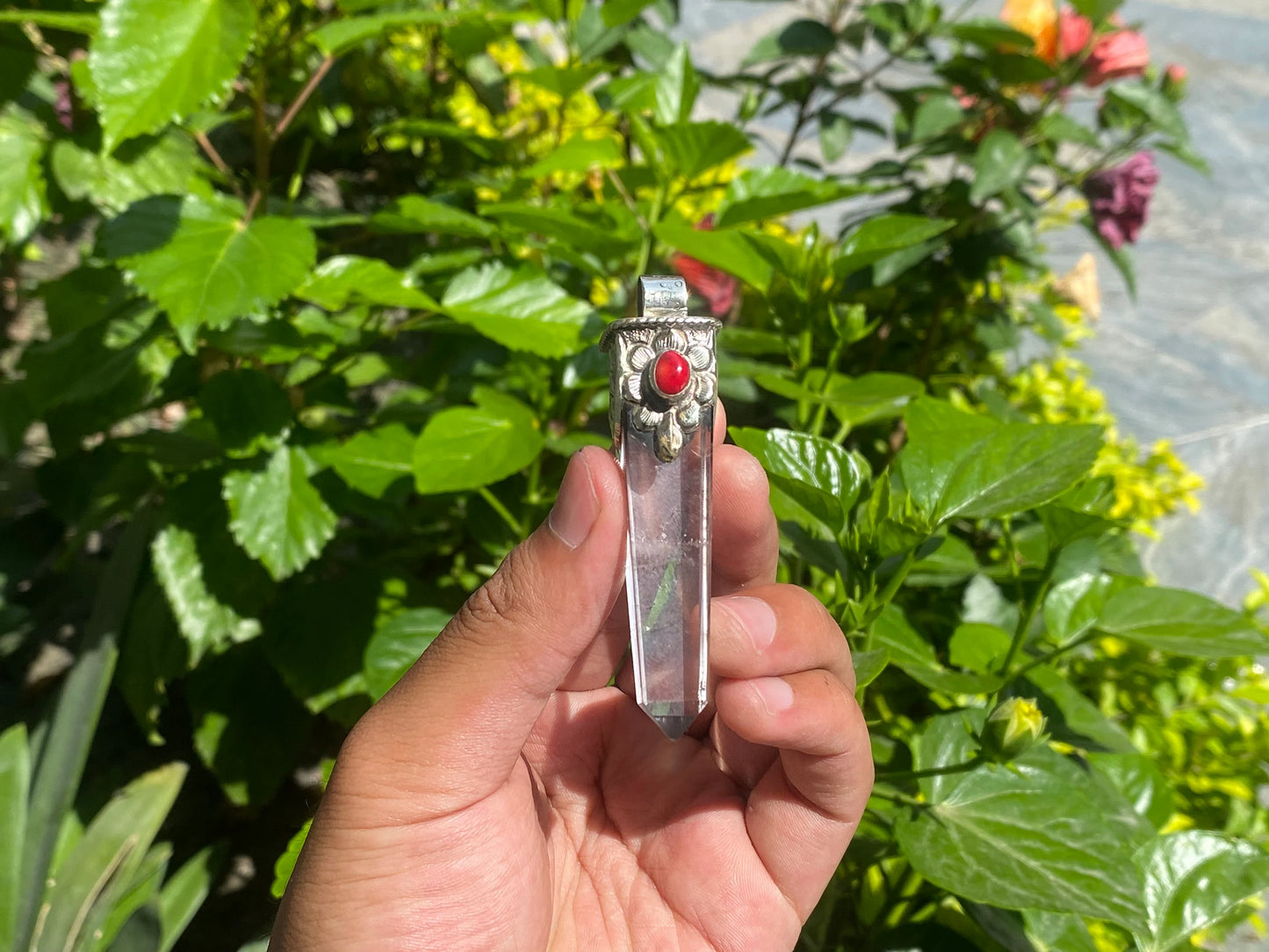 Elegant Handmade Crystal Pendant: Perfect for Daily Wear, Handmade pendant, Hammered Pendant, Antique pendant.