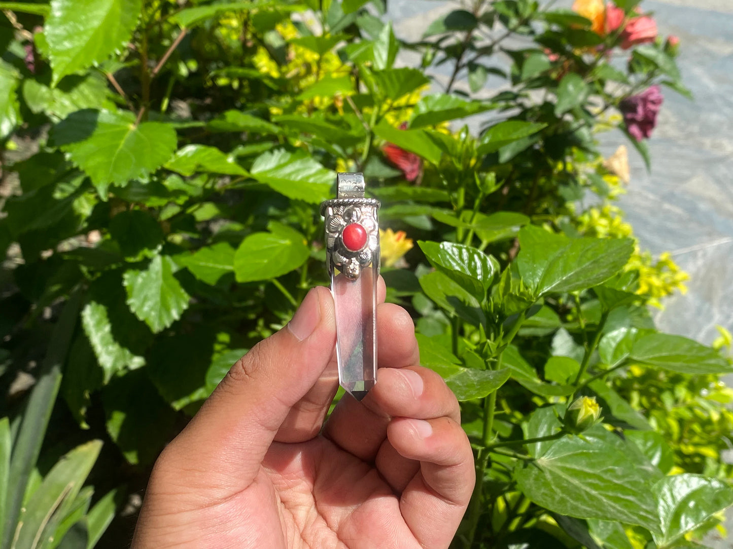 Elegant Handmade Crystal Pendant: Perfect for Daily Wear, Handmade pendant, Hammered Pendant, Antique pendant.