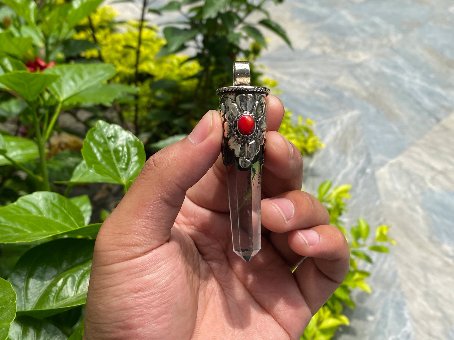Elegant Healing Pendant with Natural Crystal, Calming pendant, Unisex Pendant, Handmade Pendant, Pendant for daily wear.