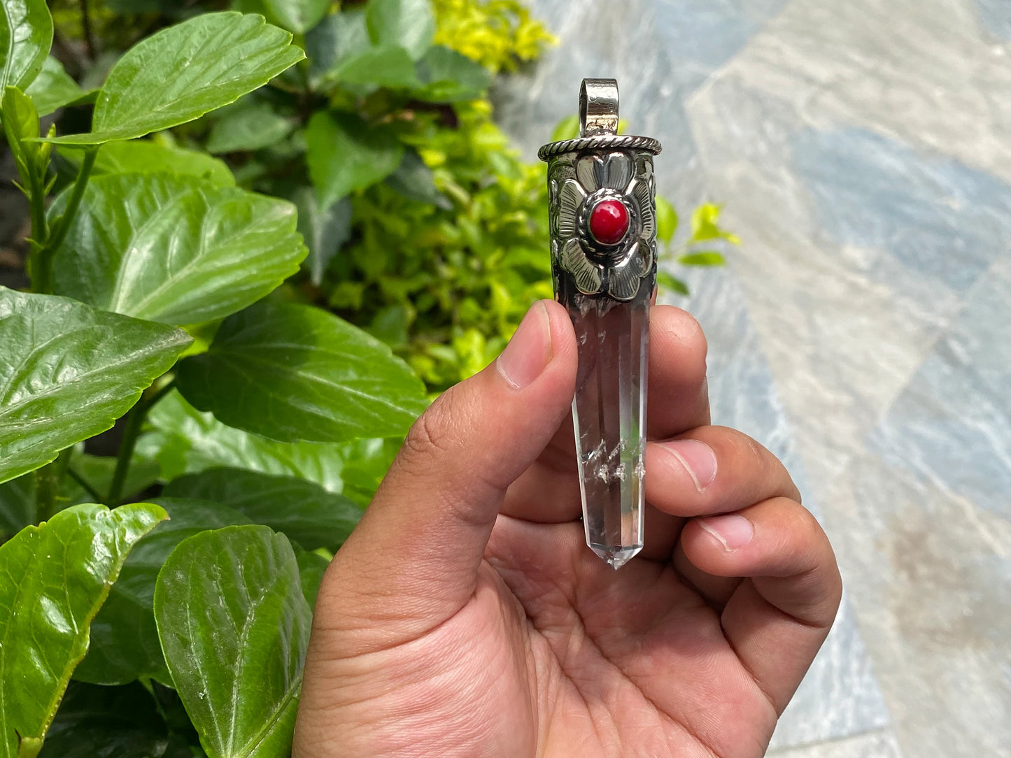 Elegant Healing Pendant with Natural Crystal, Calming pendant, Unisex Pendant, Handmade Pendant, Pendant for daily wear.