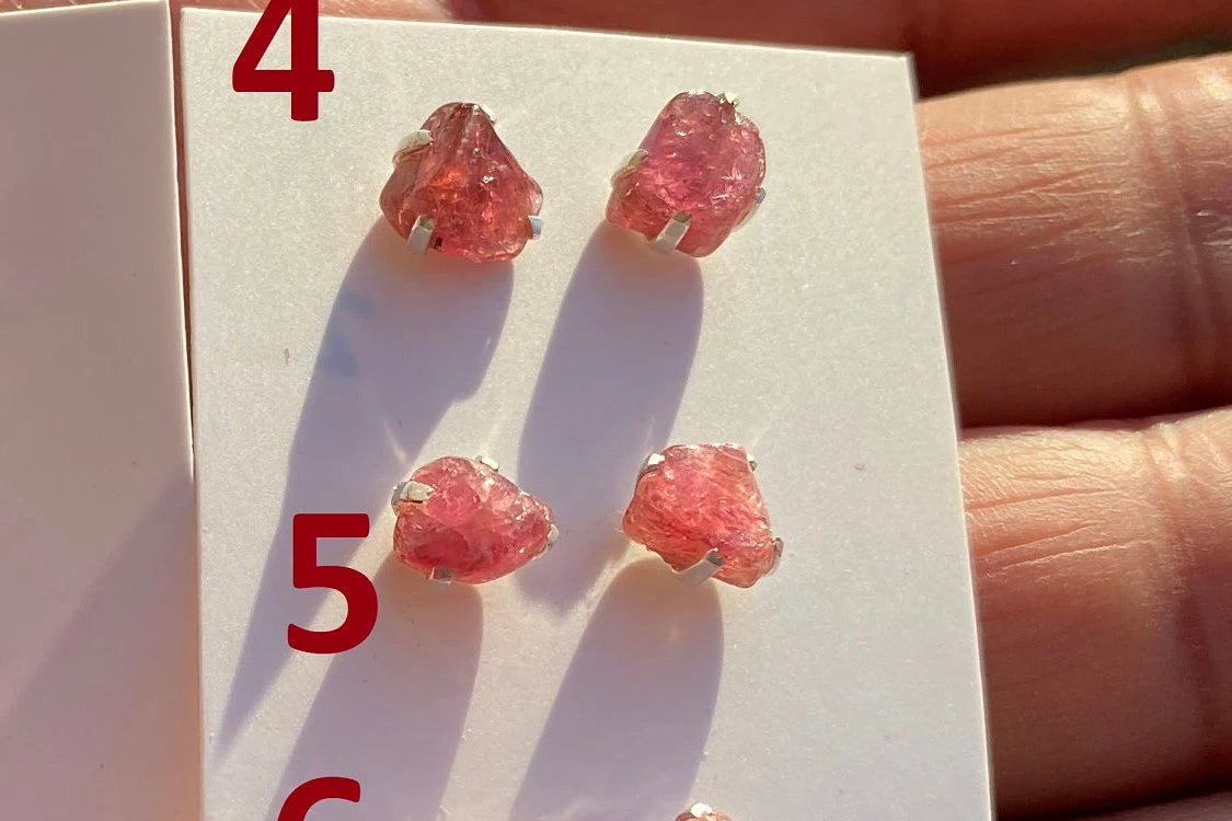 Elegant Raw Ruby Gemstone Stud Earrings, Sterling Silver Earrings, July Birthstone, Prong Stud for Girls, Rough Healing Crystal Earrings