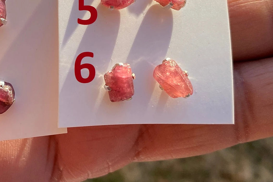 Elegant Raw Ruby Gemstone Stud Earrings, Sterling Silver Earrings, July Birthstone, Prong Stud for Girls, Rough Healing Crystal Earrings