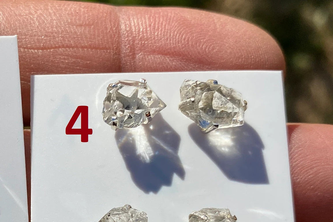 Raw Herkimer Diamond Sterling Silver Stud Earring, Elegant, Dainty, Stylish Natural Gemstone, Raw Prong Set Stud Earring, April Birthstone